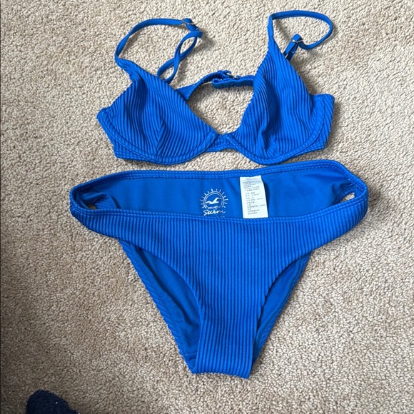 High Tide Ribbed Bikini Set- Blue main image 1